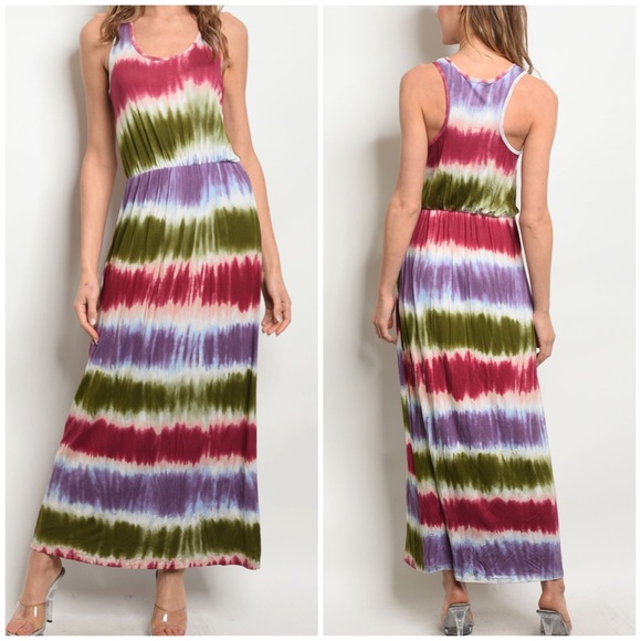 Dresses & Skirts - OLIVE MULTI COLOR TIE DYE MAXI - Dress